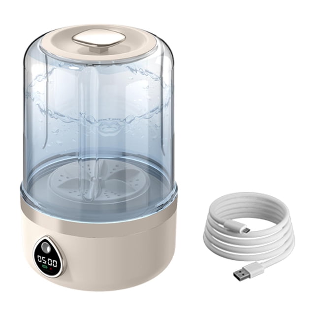 Tnarru Mini Washing Machine LED Display USB Power Lightweight 2 Wash Modes Mini Laundry Washer for Clothes Camping Travel Hotel Beige