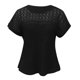 thumbnail image 5 of Camiseta de manga corta lisa con aberturas para mujer: transpirable, cuello redondo, poliéster y spandex, tallas S-XXL, 5 of 6