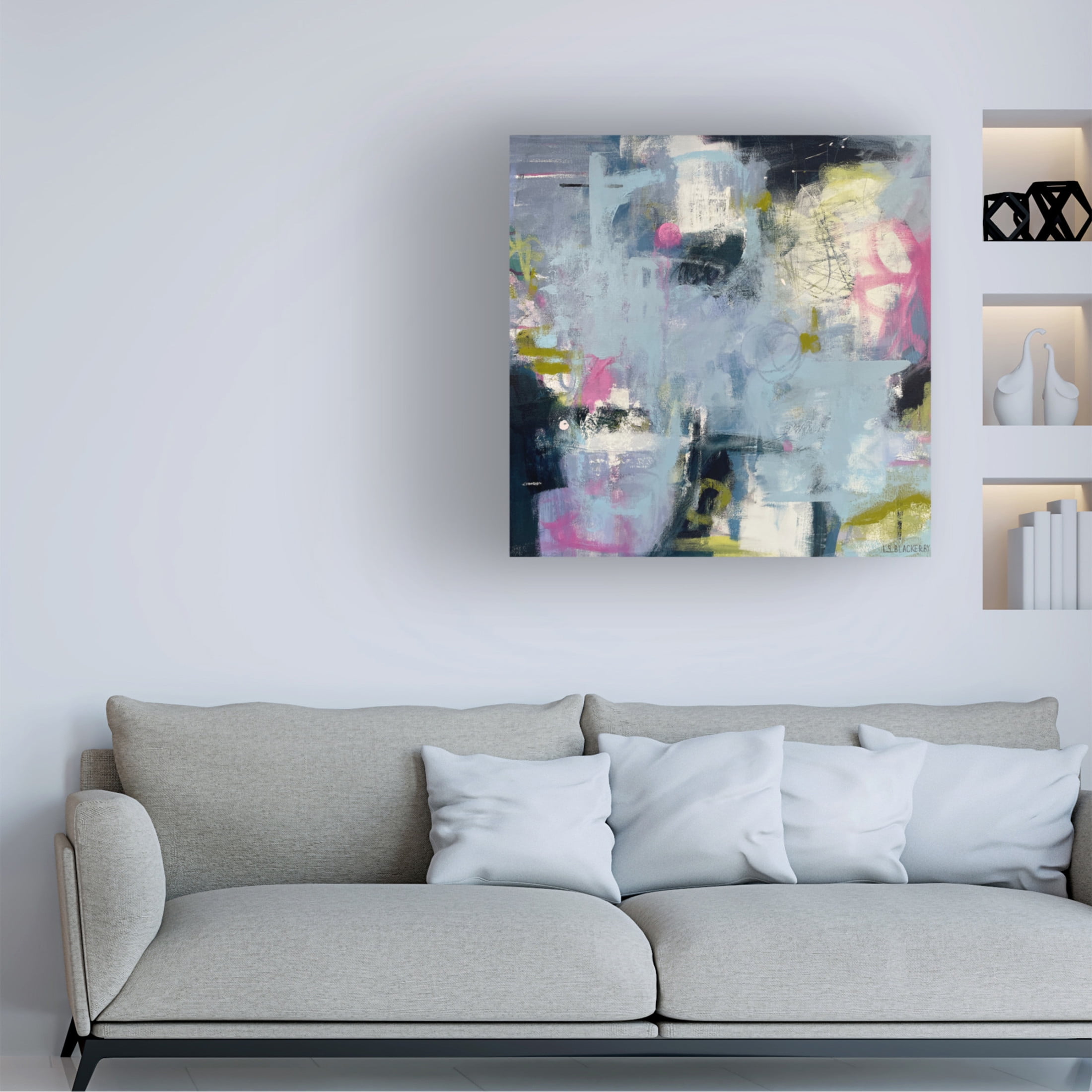 Canvas Wall Art - Linda S. Blackerby 'Midnight Stars' Wall Art for Living Room, Bedroom, or Office Décor by Trademark Fine Art - 35 x 35 Inches