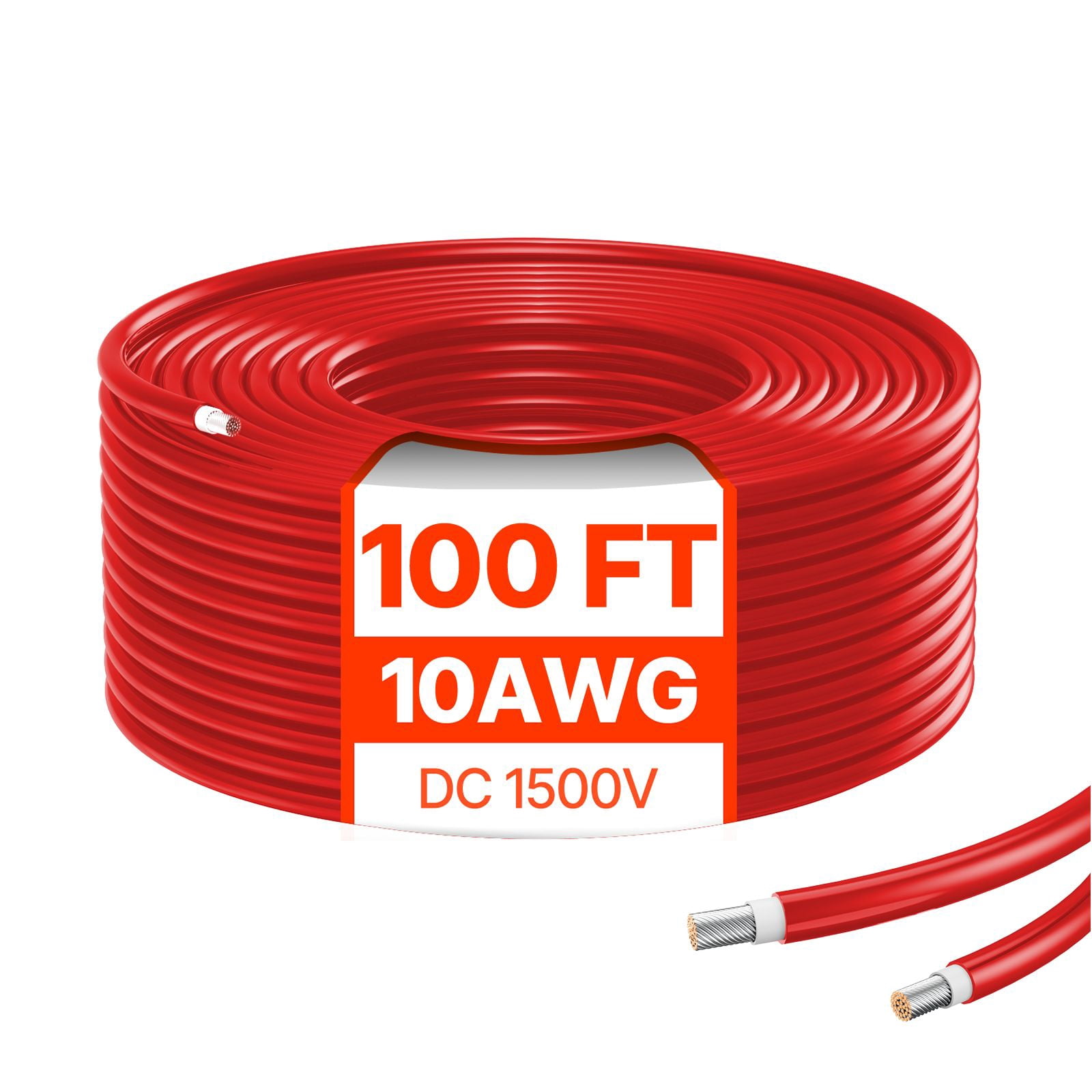 100FT Solar Panel Extension Cable 10AWG, TUV Certified, IP67 Waterproof, XLPE Insulation, UV Resistant for RV Boat Solar System