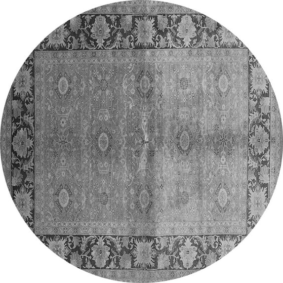 Ahgly Company Indoor Round Oriental Gray Industrial Area Rugs, 8' Round