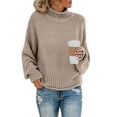 thumbnail image 3 of Aayomet Cardigan For Women Women's Sweaters Casual Long Sleeve Crewneck Color Block Patchwork Pullover Knit Sweater Tops,Khaki S, 3 of 4