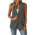 thumbnail image 4 of Breezora Women Sleeveless Blazer Vest Casual Office Wear Lightweight Open Front Waistcoat Summer Breathable Layering Piece XXXL Size Grey, 4 of 5