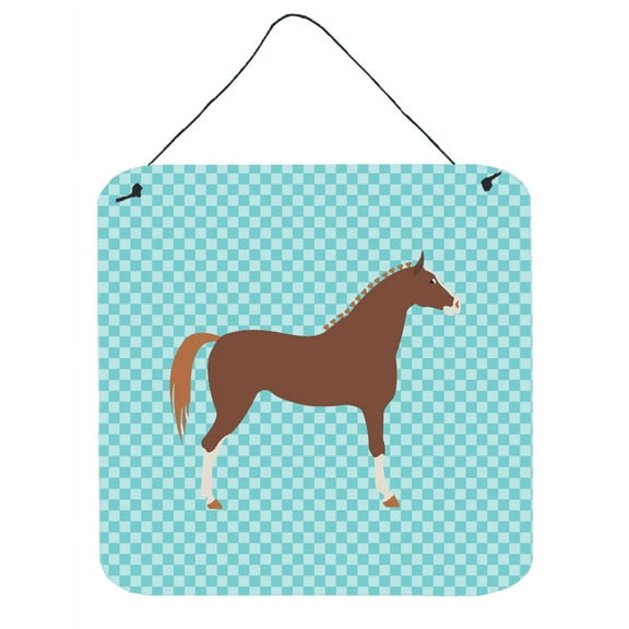 Carolines Treasures BB8083DS66 Hannoverian Horse Blue Check Wall or Door Hanging Prints, 6 x 6 in.