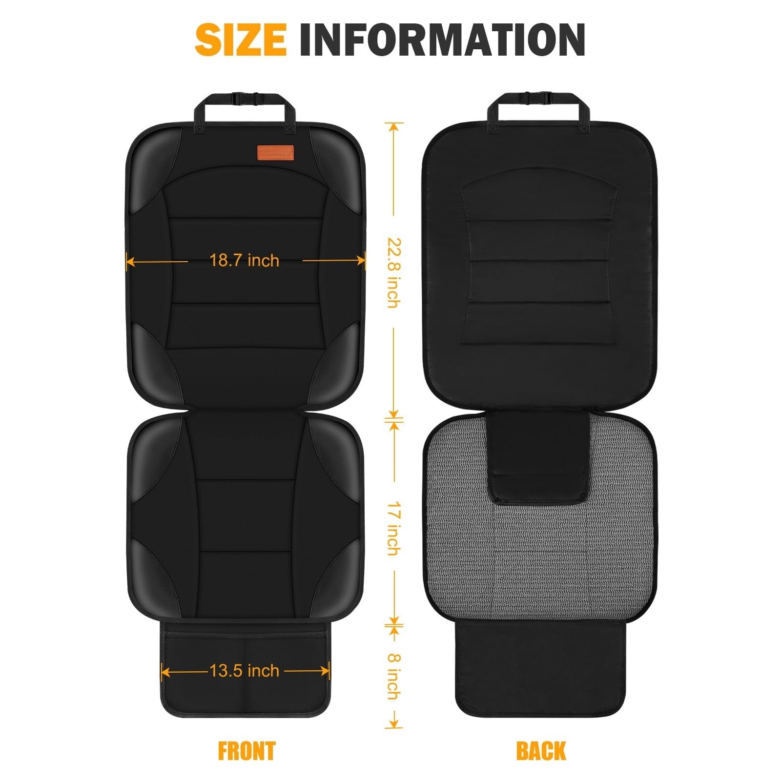 Car Seat Protector for Car Seat,Waterproof Car Seat Cover for Leather and Fabric Seats, 2 Mesh Pockets, Non-Slip Bottom,Thick Padding Cushion