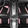 thumbnail image 2 of CAR GRAND Waterproof Faux Leather Carpet Car Floor Mats Universal Fit Anti-Slip Nibbs PVC Back Driver Heel Pad SUV, VAN Sedan Truck Set of 4 Pieses Black Pink, 2 of 6