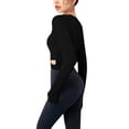 thumbnail image 3 of Women's Yoga Gym Crop Top Compression Workout Athletic Long Sleeve Shirt With Chest Pad,Tummy Cross Tights Casual Workout Shirt (Black XL), 3 of 10