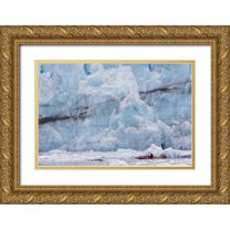 Paulson, Don 32x23 Gold Ornate Wood Framed with Double Matting Museum Art Print Titled - AK, Glacier Bay NP, Margerie Glacier Kayaker