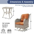 thumbnail image 5 of Meetleisure 3-piece Outdoor Rattan Rocking Chairs with Tempered Glass Side Table for Backyard Porch Deck, Metal Rocking Frame, Orange, 5 of 8