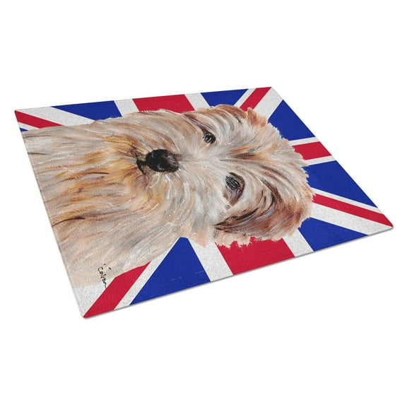 Caroline's Treasures Norfolk Terrier with English Union Jack British Flag Glass Cutting Board Large Size