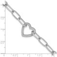thumbnail image 5 of Sterling Silver Rhodium-Plated Paperclip Cz Heart With 1In Ext. Bracelet (Width 5.25) (Length 8) - Jbsp, 5 of 5