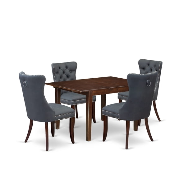 East West Furniture 5 Piece Kitchen Set Consists of a Rectangle Dining Table with Butterfly Leaf
