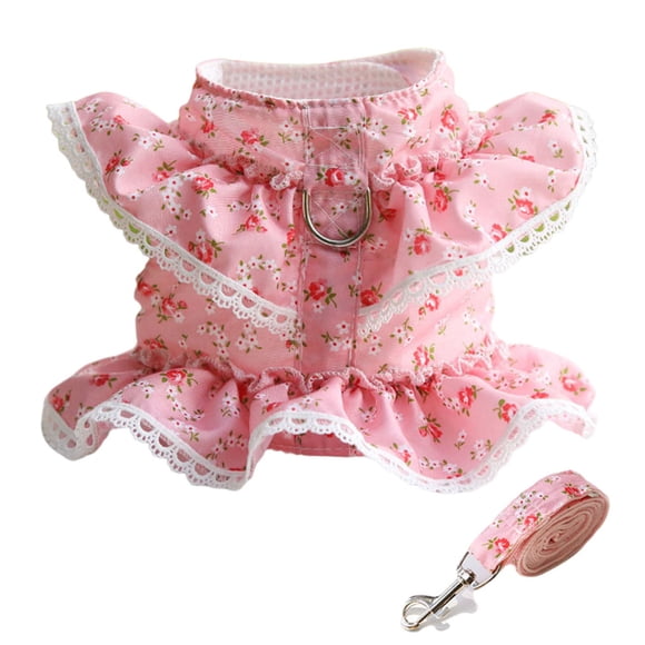 Ropa para mascotas Billuyoard Conjunto de correa Chaleco de cuello de encaje Arnés Halter S