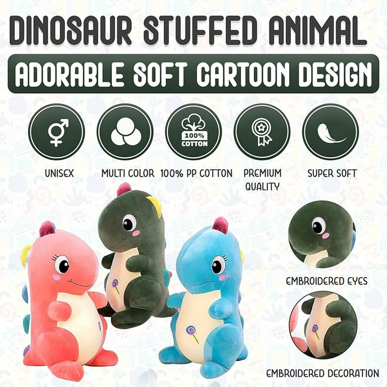 16 Inch Dinosaur Plush Toy - Cute Green Stuffed Dino For Kids, Teens & Adult Collectors