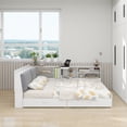 thumbnail image 5 of Wood Full Size platform bed with Storage Headboard, Shelves and 2 Drawers, White, 5 of 18
