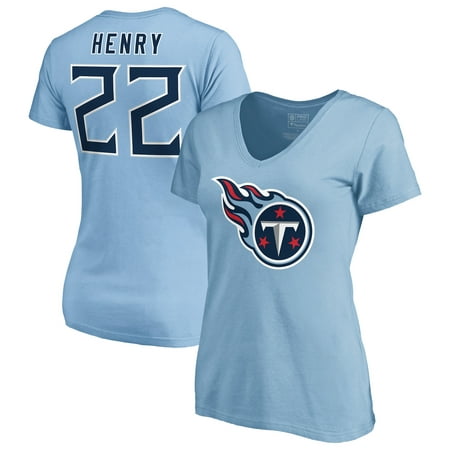 Derrick Henry Tennessee Titans NFL Pro Line by Fanatics Branded Women's Player Name & Number Icon V-Neck T-Shirt - Light