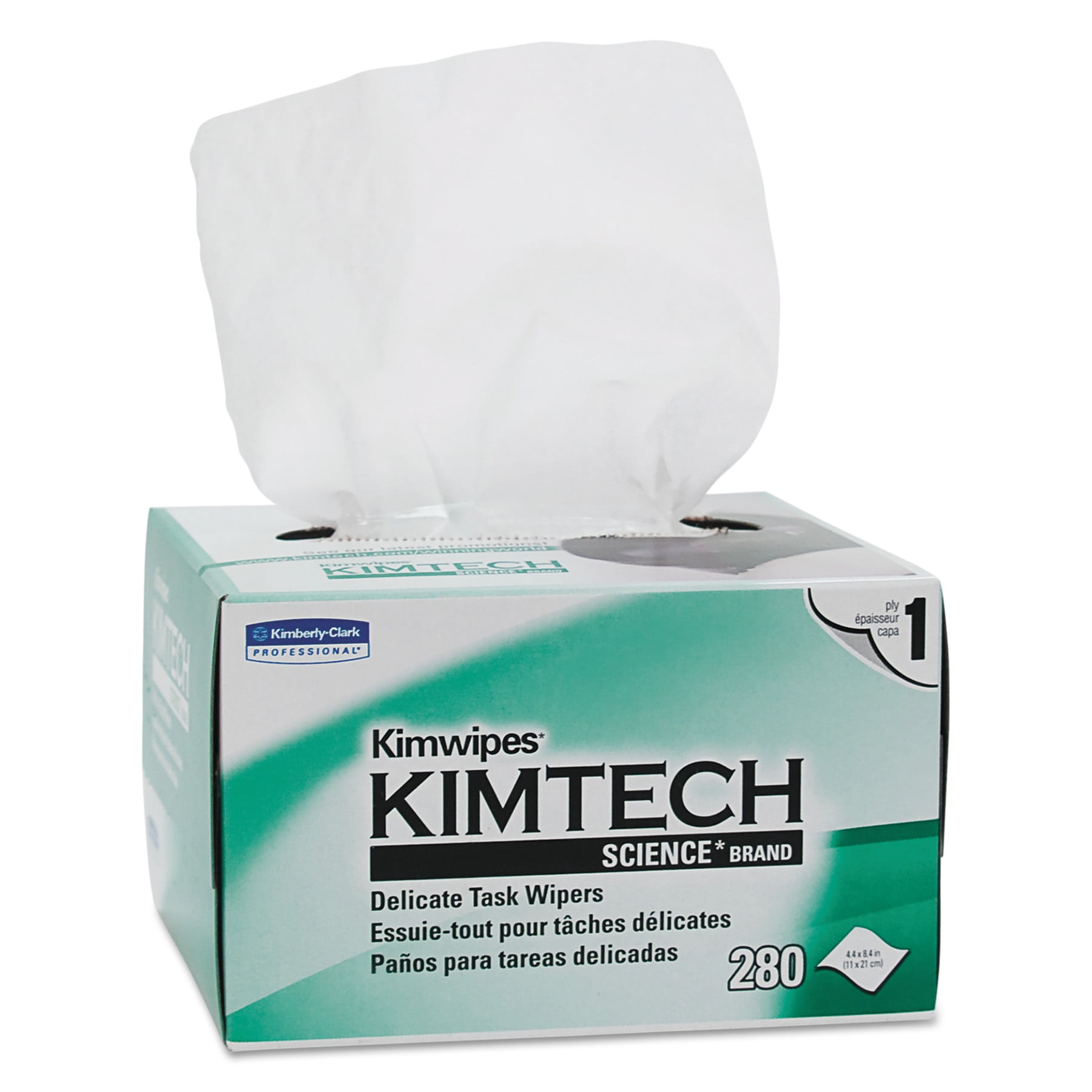 Kimtech Kimwipes, Delicate Task Wipers, 1-Ply, 4 2/5 x 8 2/5, 280 Per Box