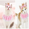 thumbnail image 4 of Replio Costumes Cute Lace Crown Accessories For Cats Small Dogs Outfit For Birthday Party Pet Birthday Costume Set Cat Headdress Crown Lace Set Matching Birthday Pet Bib Gifts Christmas, 4 of 6