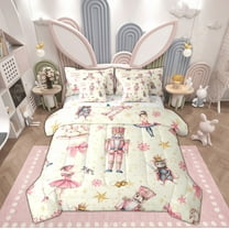 Feelyou Cartoon Cute Princess Bedding Comforter Set 7pcs for Kid, Nutcracker Royal Guarder King Bedding Sets, Merry Christmas Theme Reversible Bed Sheets, Breathable Home Decor, 3pcs