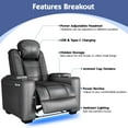 thumbnail image 3 of Amerlife Leather Recliner Home Theater Seating Seats, Game Movie Dual Motor Recliner Couch Chair with USB & Type-C, Cup Holders, 1 Seat, 3 of 9