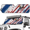 thumbnail image 2 of HUIACONG USA Eagle Flag Windshield Sun Shade for Jeep Foldable 1 Piece 250th Car Sunshade for Jeep Wrangler, Gladiator, Renegade, FJ Cruiser. X-Small Size, 2 of 6