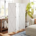 thumbnail image 2 of HOMCOM 3-Panel Privacy Screen with Foldable Design Wood Frame White 5.6FT, 2 of 10