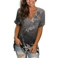 thumbnail image 2 of WXLWZYWL Women's Loose Tops Crewneck Print Tees Short Sleeve T Shirt Blouse Loose Tops Black, 2 of 5