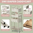 thumbnail image 4 of Baby Diaper Caddy Organizer and Storage,2In1 Baby Cart Organizer-Baby Diaper Caddy+3 Tier Rolling Cart for Baby Nursery,Baby Bedside Cart,Easy Assembly,Beige, 4 of 14