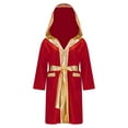 thumbnail image 1 of Doomiva Kids Boys Boxing Robe Martial Art Muay Thai Uniform Long Sleeve Kick Boxing Hooded Robe Outfits Burgundy 6, 1 of 7