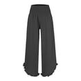 thumbnail image 3 of Gkeoshab Womens Sweatpants 2026 High Waist Solid Color Asymmetric Flared Hem Pants Loose Fit Cotton Linen Casual Trousers with Pockets Dark Gray, 3 of 7