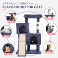 thumbnail image 4 of CL.HPAHKL 36 In Short Sturdy Cat Tree House, Modern Cat Tower Scratching Post with Soft Plush Perch Kittens Condo with Board and Hanging Ball Cat Cave Beds for Indoor Cats, Dark Grey, 4 of 7