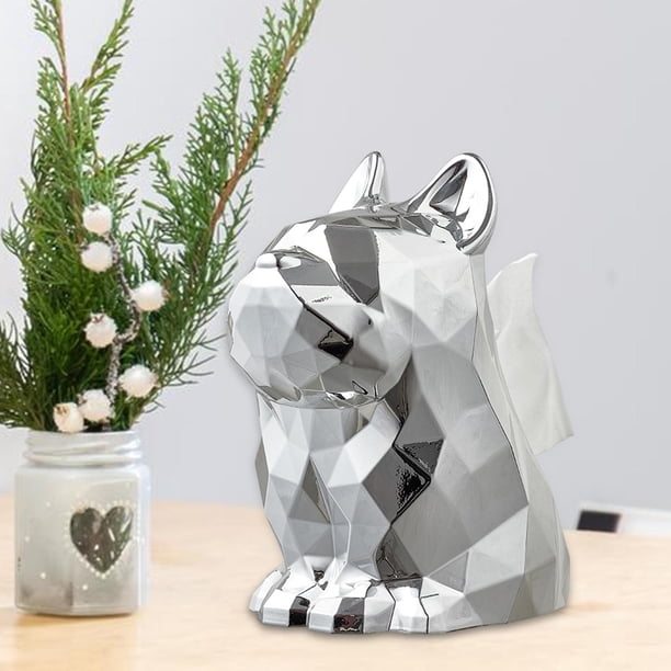 Figurita de perro, soporte para pañuelos, mesa decorativa, caja de pañuelos, soporte de papel tisú, cubierta para caja de pañuelos para sala de estar Soledad Sostenedor del tejido