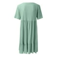 thumbnail image 7 of VNKIDY Versatile Women Dresses Casual Dresses Fashion Solid Color Button V-Neck Short Sleeve Shirt Dress Summer Autumn, 7 of 7