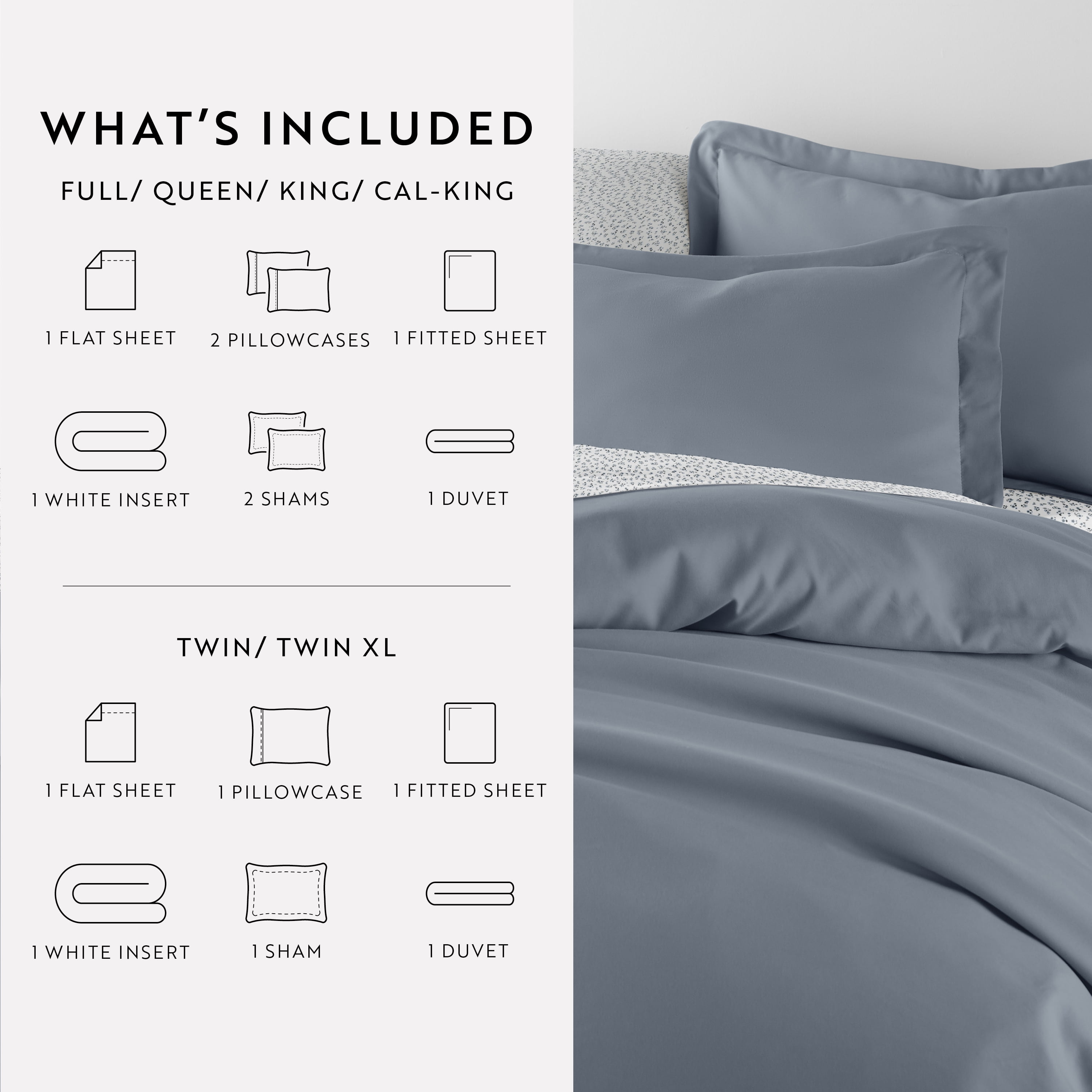 Noble Linens 8 Piece Solid Duvet Bundle in Stone, King