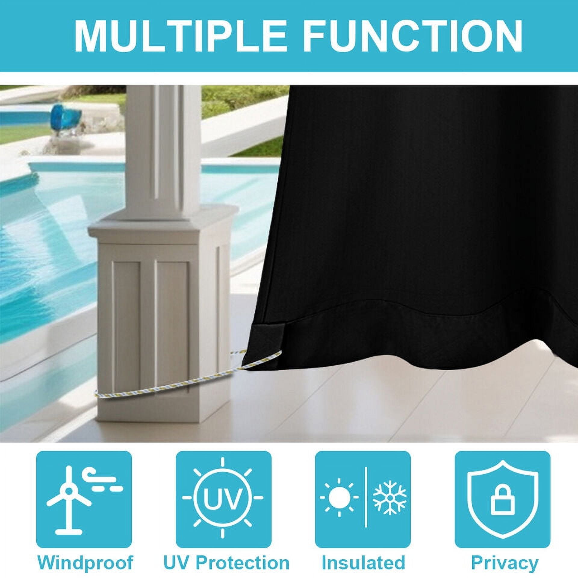 TOPCHANCES Outdoor Curtains Waterproof Windproof 3D Embossed Pattern Curtain for Patio, Porch, Pergola, Gazebo, Grommet Top and Tab Bottom Drape, 2 Panels, 52x84 inch, Black