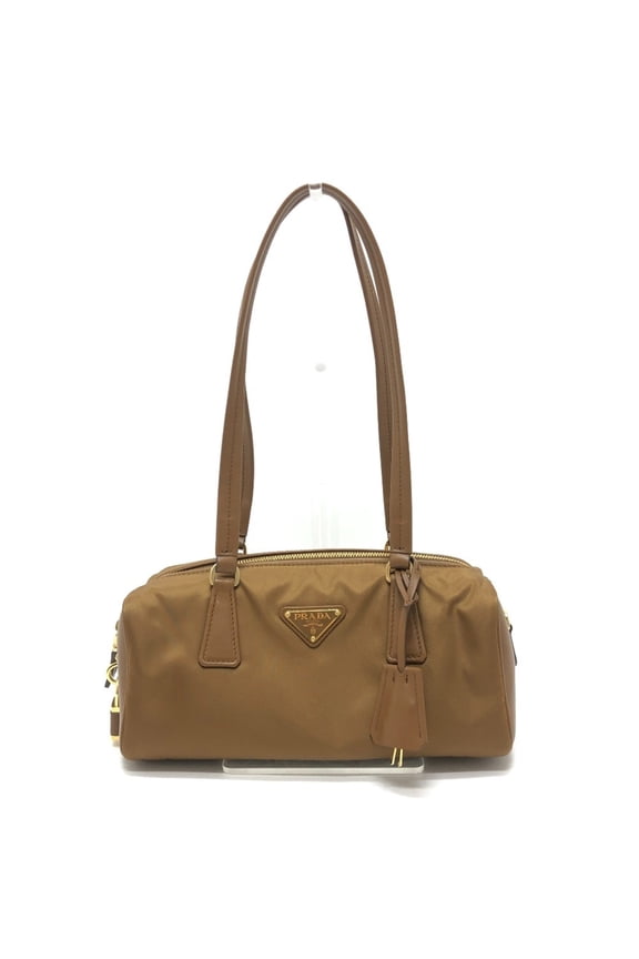 Pre-Owned PRADA 1BB127 Padlock Top Handle Medium Shoulder Bag Nylon Leather Women's Brown Like...