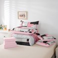 thumbnail image 5 of Manfei Modern Abstract Geometric Twin Bedding Sets 7-Piece, Pink Sequin Print Bedding Comforter Set, Teen Kid Adult Reversible Sheet Sets, Microfiber Bedroom Decor, 5 of 7