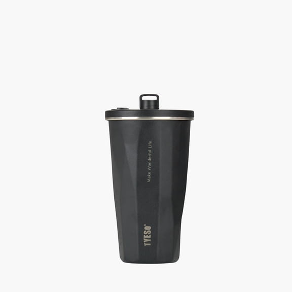 TYESO Stainless Steel Insulated Tumbler with Lid and Straw, 16 oz Stainless Steel Cups, Travel Coffee Mug for Adults, Black