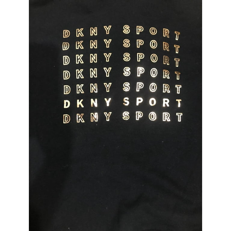 DKNY Women's Sport Metallic-Logo Cropped Hoodie Black Size Small