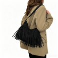 thumbnail image 2 of VeFlora Women's Western Fringe Crossbody Bag, Buckle Shoulder Purse, Adjustable Strap Hobo Bag for Casual Commuting & Daily Use(Black/One Size), 2 of 3