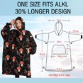 thumbnail image 4 of Oversized Wearable Blanket Hoodie,Red Mushroom Grass Black Pattern Sherpa Blanket Hoodie with Super Pockets,Super Warm Fuzzy Pullover for Women & Men, 4 of 6