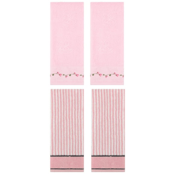 Unique Bargains 4 Pcs Soft Bathroom Hand Towels 13 x 29 Inch Pink