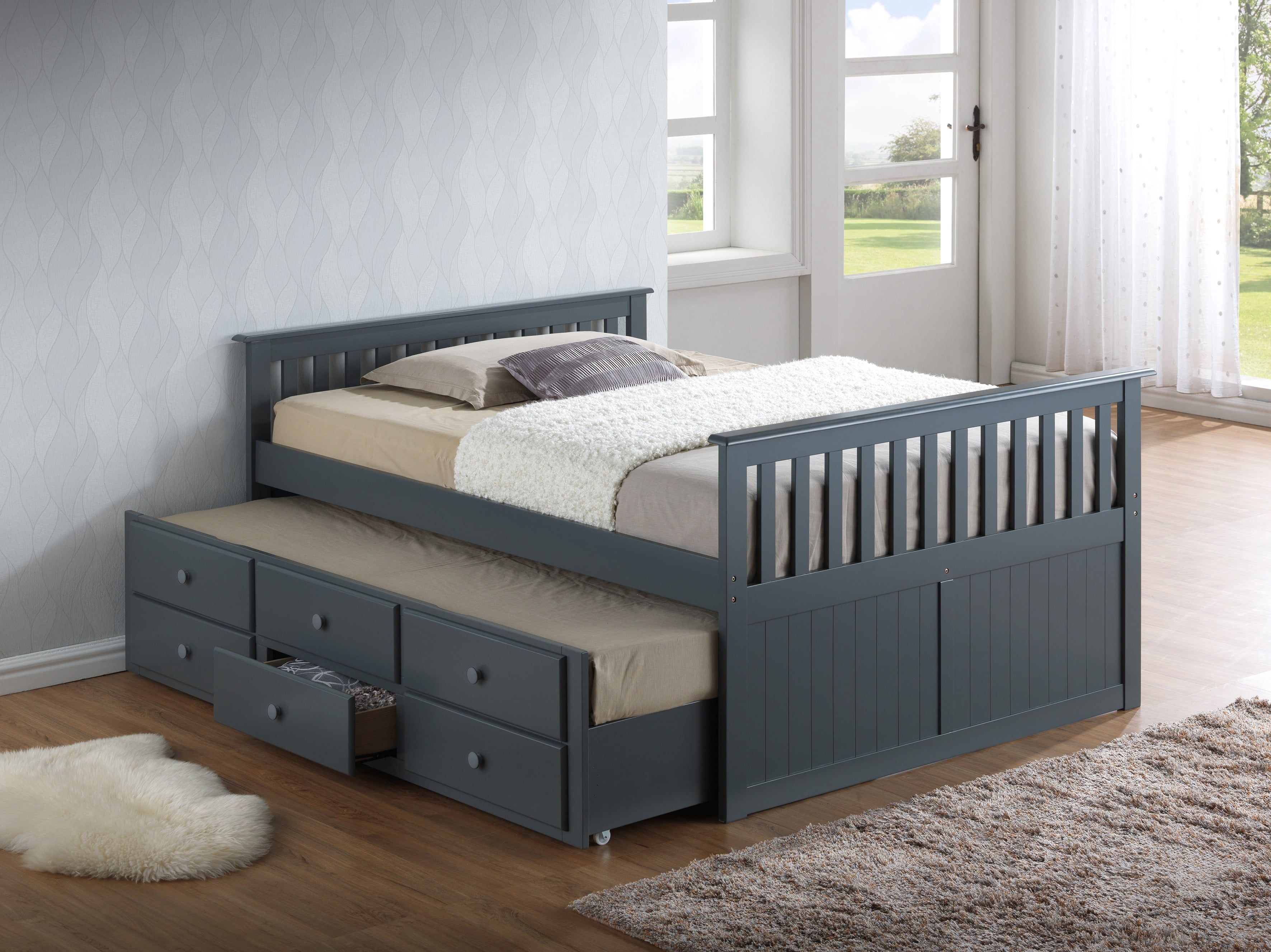 Storkcraft Marco Island Full Captain’s Bed with Twin Trundle, Gray