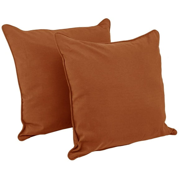 Blazing Needles 25-inch Double-corded Solid Twill Square Floor Pillows with Inserts (Set of 2), Spice
