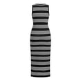 thumbnail image 2 of IWEMEK Summer Dresses for Women Hollow Out Crewneck Sundress Black Striped Split Corset Dress 2025, 2 of 7