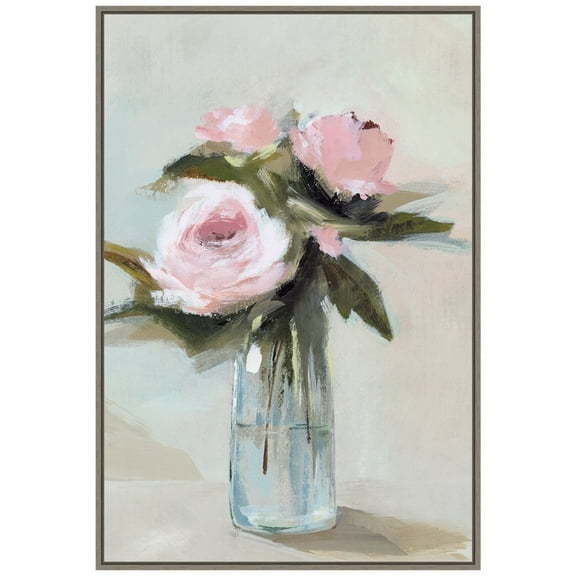 Amanti Art Peony Blossoms in a Vase I Framed Canvas Wall Art Print