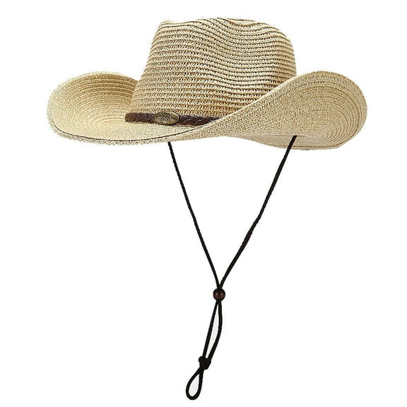 Fgnfyis Moldable Wide Brim Sun Hat Western Cowboy Style Outdoor Summer Beach Shade Headwear For Men And Women Beige One Size