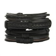 thumbnail image 1 of OUSITAID Coconut Shell Wooden Bead Braided Hand Rope Leather Combination Bracelet Set Men‘s Bracelets-4 Pack, 1 of 5