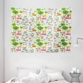 thumbnail image 1 of Kids Tapestry, Happy Friendly Jungle Animals Giraffe Monkey and Butterfly Trees Flowers Zoo Nature, Wall Hanging for Bedroom Living Room Dorm Decor, 80W X 60L Inches, Multicolor, by Ambesonne, 1 of 2