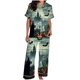 thumbnail image 4 of Pijama de manga corta con cuello vuelto para mujer, con bolsillos y estampado de Halloween, cintura elástica, de poliéster, 4 of 5